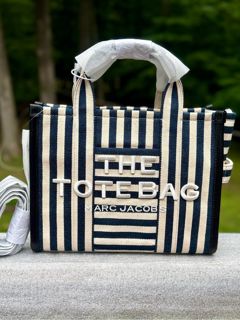Marc Jacobs Striped Canvas Tote in Navy and Cream